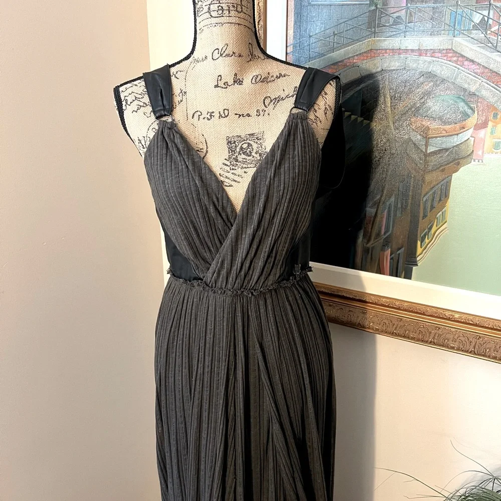 Free People RARE FIND - charcoal maxi dress with accents - S - Picture 2 of 9